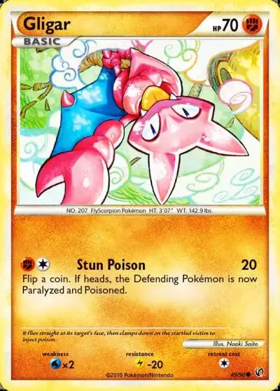 Gligar 49/90 HS—Undaunted Pokemon card
