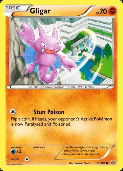Gligar 36/108 Roaring Skies Pokemon card