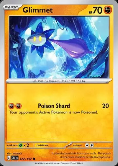 Glimmet 122/197 Obsidian Flames Pokemon card