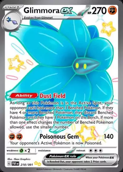 Glimmora ex 218/91 Paldean Fates Pokemon card