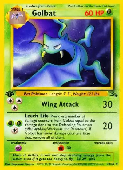 Golbat 34/62 Fossil Pokemon card
