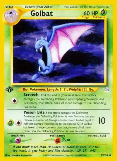 Golbat 29/64 Neo Revelation Pokemon card