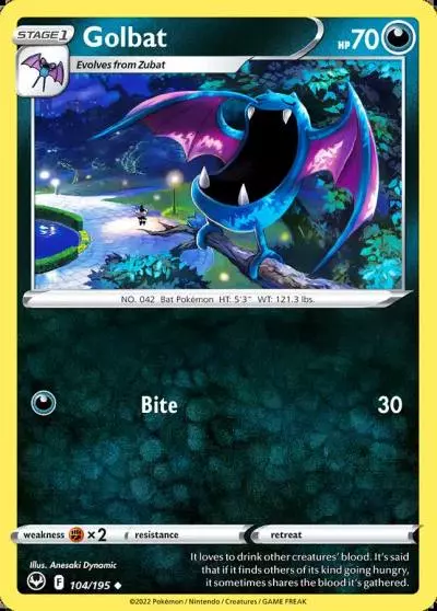 Golbat 104/195 Silver Tempest Pokemon card