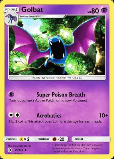 Golbat 55/149 Sun & Moon Pokemon card
