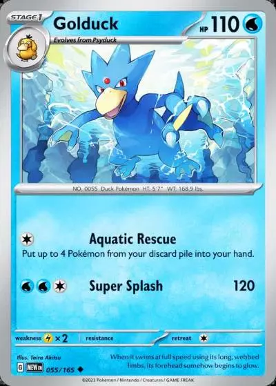 Golduck 55/165 151 Pokemon card