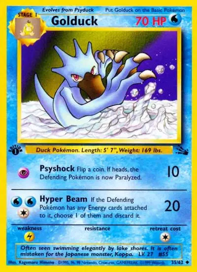 Golduck 35/62 Fossil Pokemon card