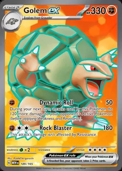 Golem ex 189/165 151 Pokemon card