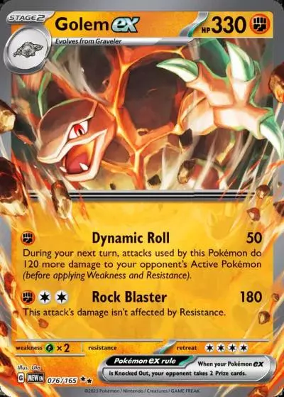 Golem ex 76/165 151 Pokemon card