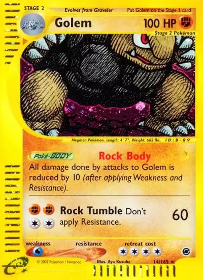 Golem 14/165 Expedition Base Set Pokemon card