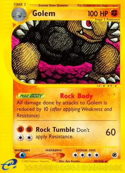 Golem 49/165 Expedition Base Set Pokemon card