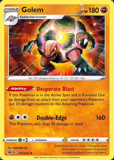 Golem 137/264 Fusion Strike Pokemon card