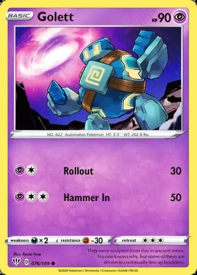 Golett 76/189 Darkness Ablaze Pokemon card