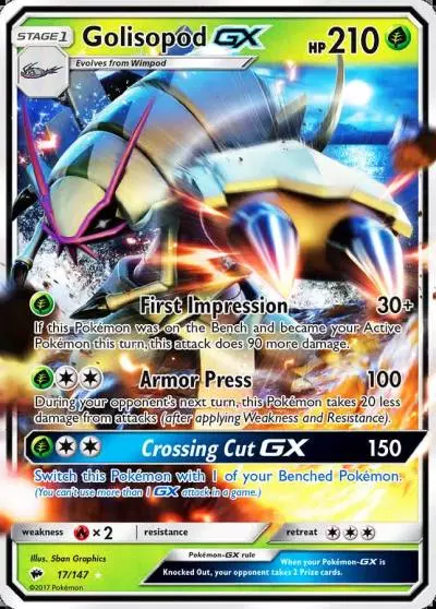 Golisopod-GX 17/147 Burning Shadows Pokemon card