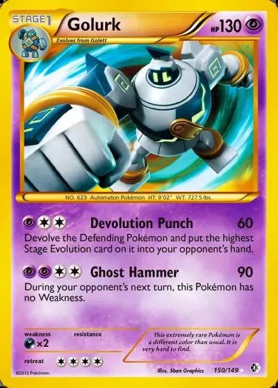Golurk 150/149 Boundaries Crossed Pokemon card