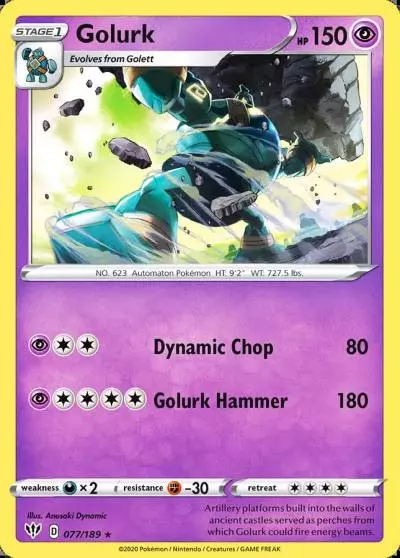 Golurk 77/189 Darkness Ablaze Pokemon card