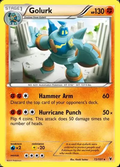 Golurk 72/101 Noble Victories Pokemon card