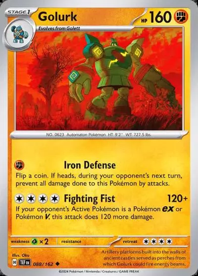 Golurk 88/162 Temporal Forces Pokemon card