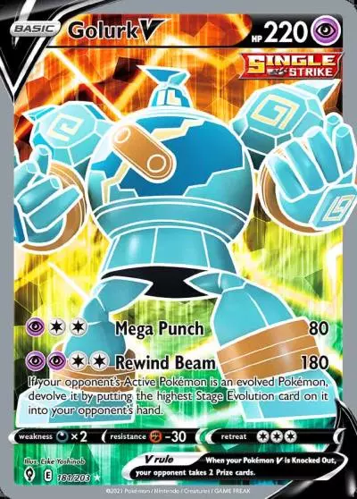 Golurk V 181/203 Evolving Skies Pokemon card
