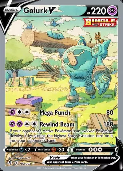 Golurk V 182/203 Evolving Skies Pokemon card