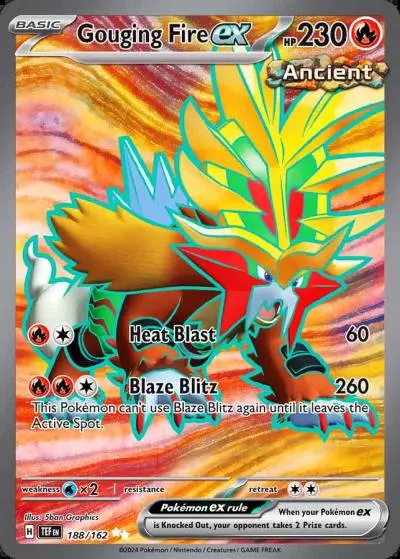 Gouging Fire ex 188/162 Temporal Forces Pokemon card
