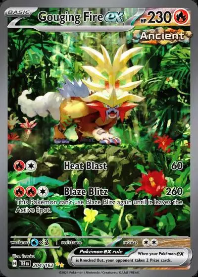 Gouging Fire ex 204/162 Temporal Forces Pokemon card