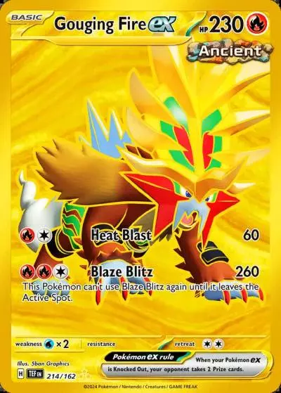 Gouging Fire ex 214/162 Temporal Forces Pokemon card