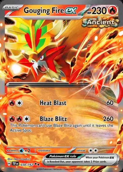 Gouging Fire ex 38/162 Temporal Forces Pokemon card