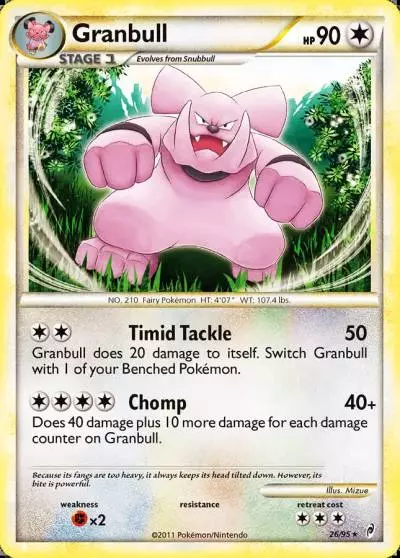 Granbull 26/95 Call of Legends Pokemon card