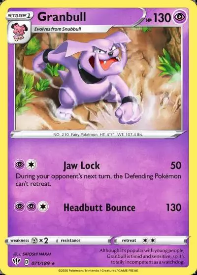 Granbull 71/189 Darkness Ablaze Pokemon card