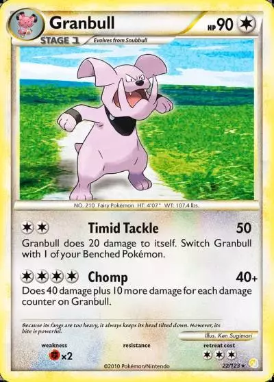 Granbull 22/123 HeartGold & SoulSilver Pokemon card