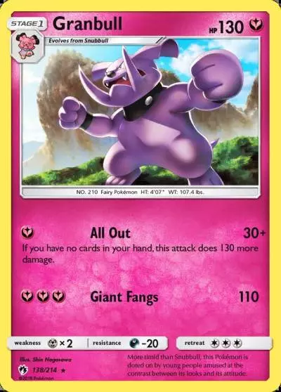 Granbull 138/214 Lost Thunder Pokemon card