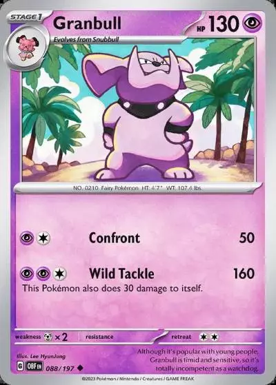 Granbull 88/197 Obsidian Flames Pokemon card