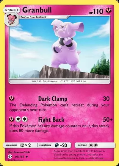 Granbull 91/149 Sun & Moon Pokemon card