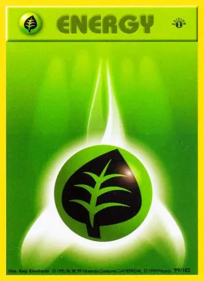 Grass Energy 99/102 Base Pokemon card