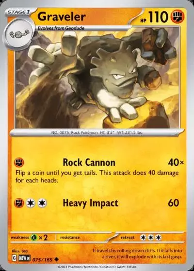 Graveler 75/165 151 Pokemon card