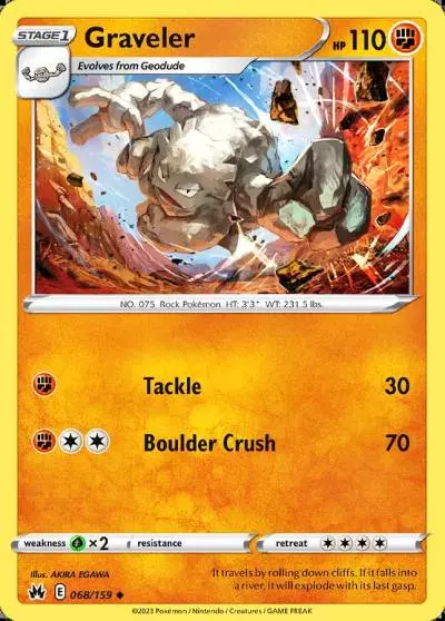 Graveler 68/159 Crown Zenith Pokemon card