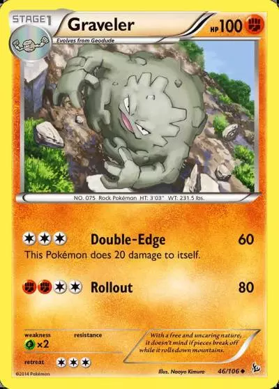 Graveler 46/106 Flashfire Pokemon card