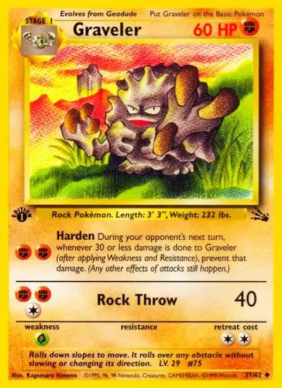 Graveler 37/62 Fossil Pokemon card
