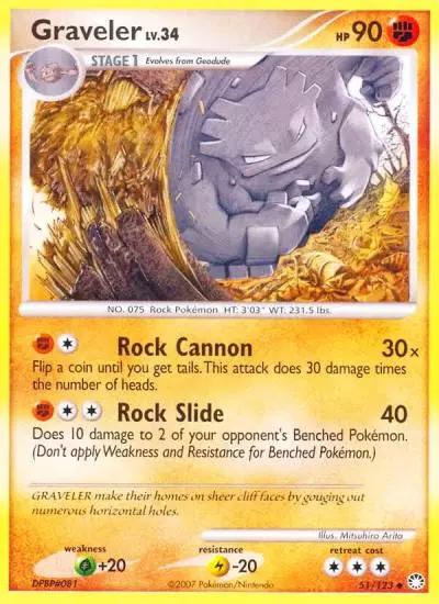 Graveler 51/123 Mysterious Treasures Pokemon card