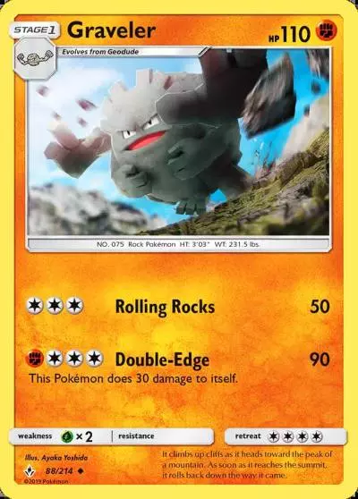 Graveler 88/214 Unbroken Bonds Pokemon card