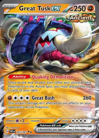 Great Tusk ex 53/91 Paldean Fates Pokemon card