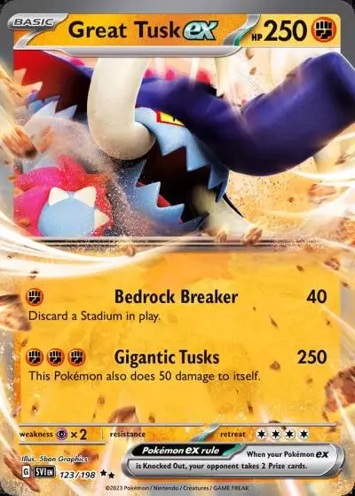 Great Tusk ex 123/198 Scarlet & Violet Pokemon card