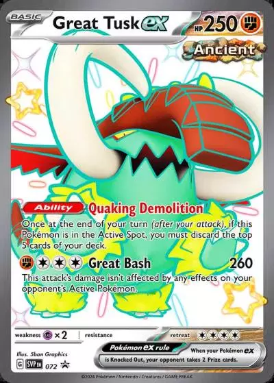 Great Tusk ex 72/165 Scarlet & Violet Black Star Promos Pokemon card