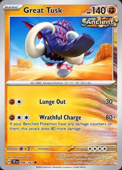 Great Tusk 96/162 Temporal Forces Pokemon card