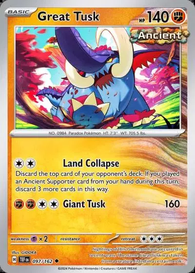 Great Tusk 97/162 Temporal Forces Pokemon card