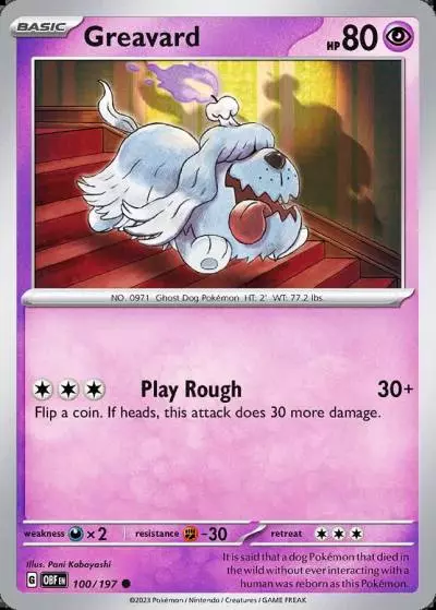 Greavard 100/197 Obsidian Flames Pokemon card