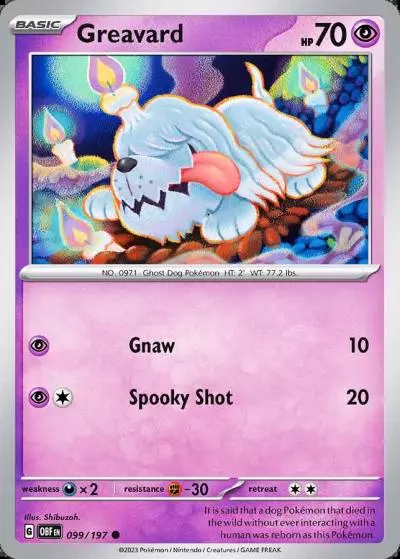 Greavard 99/197 Obsidian Flames Pokemon card