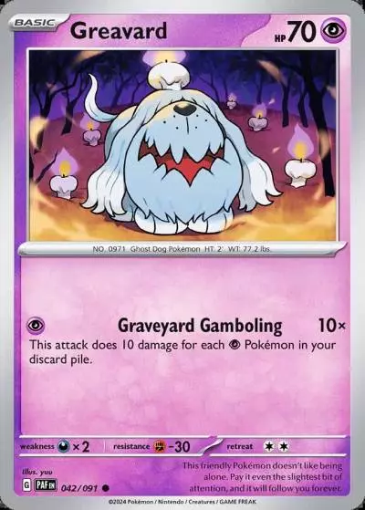 Greavard 42/91 Paldean Fates Pokemon card