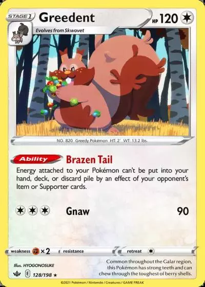 Greedent 128/198 Chilling Reign Pokemon card