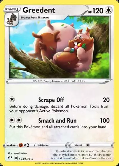 Greedent 153/189 Darkness Ablaze Pokemon card
